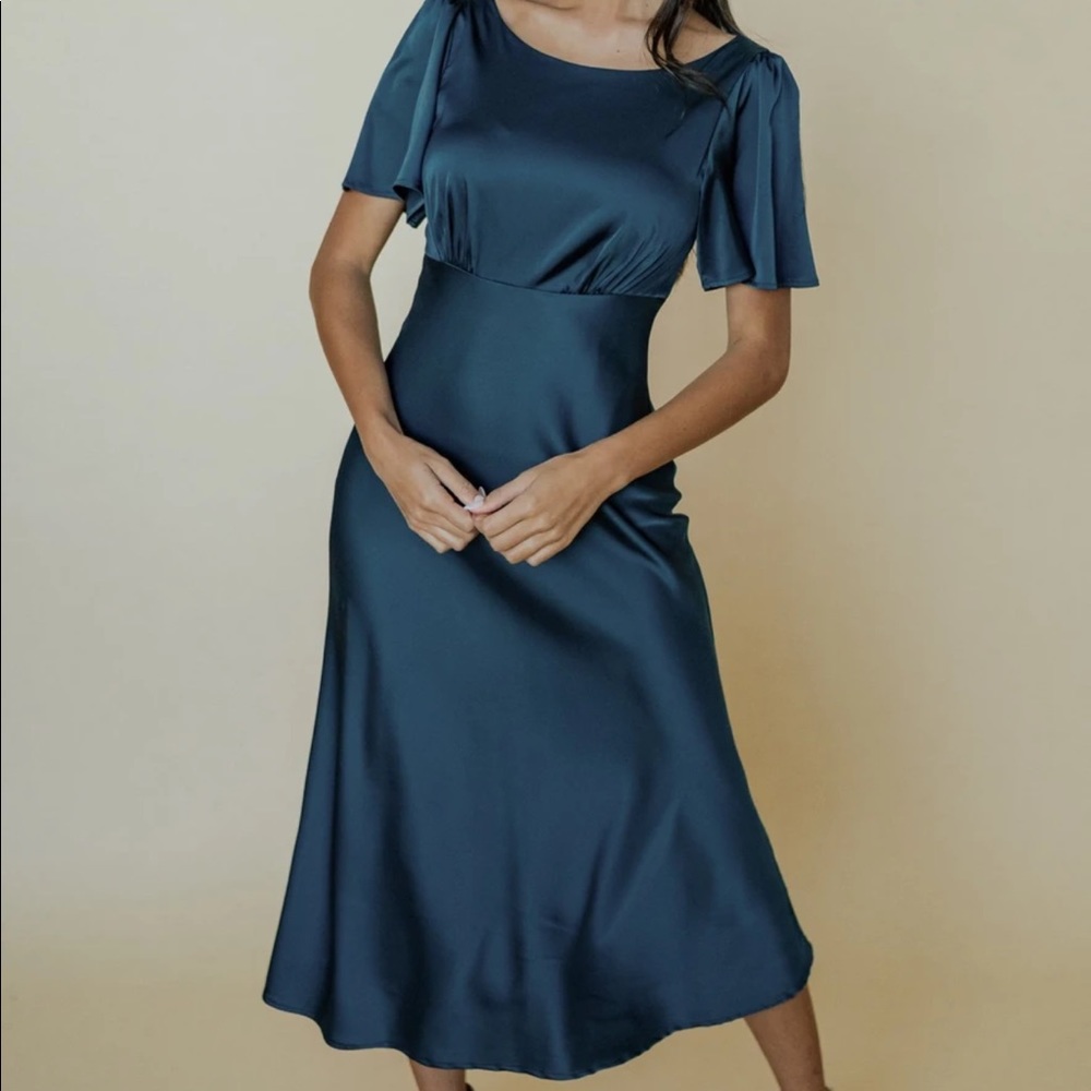 Baltic Born Dreya Satin Midi Dress: Midnight